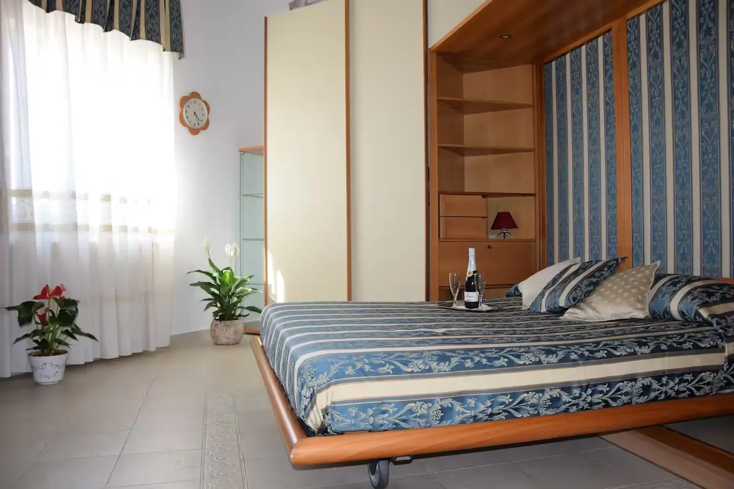 Blue Room – bed and wardrobe